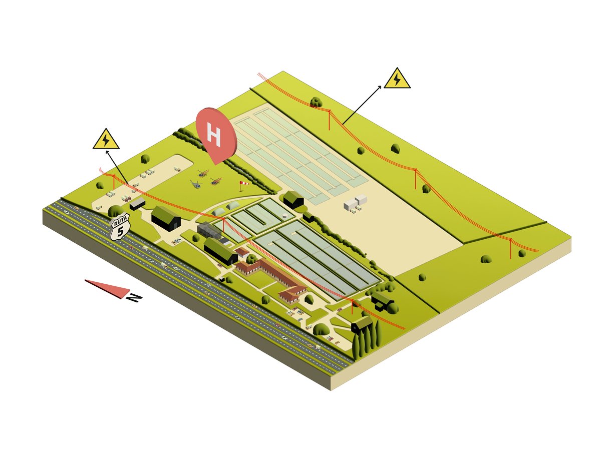 Mapa de Casa de Amalia con el helipuerto junto a la Ruta 5